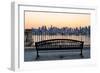 Bench in Park and New York City Midtown Manhattan at Sunset with Skyline Panorama View-Songquan Deng-Framed Photographic Print