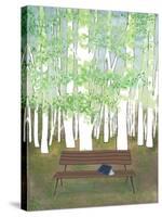 Bench in the Forest-Elizabeth Rider-Stretched Canvas