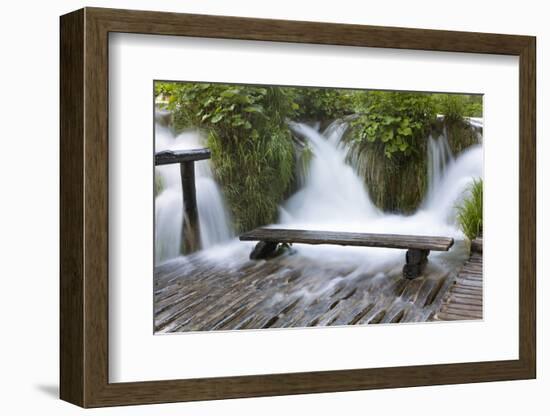 Bench in Water, Plitvice Lakes, Plitvicka Jezera, Croatia-Martin Zwick-Framed Photographic Print