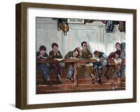 Bench of Punished in a School. Engraving, 1884-null-Framed Giclee Print