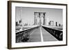 Bench on a bridge, Brooklyn Bridge, Manhattan, New York City, New York State, USA-null-Framed Photographic Print