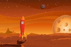 Fantasy Sci-Fi Martian Background for UI Game. Illustration of a Cartoon Funny Sci-Fi Alien Planet-Benchart-Art Print