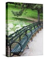 Benches, Central Park, Manhattan-Amanda Hall-Stretched Canvas