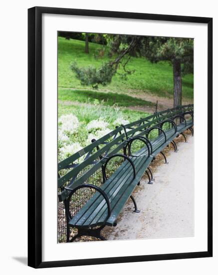 Benches, Central Park, Manhattan-Amanda Hall-Framed Photographic Print