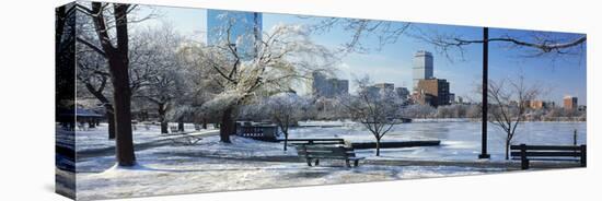 Benches in a Park, Charles River Park, Boston, Massachusetts, USA-null-Stretched Canvas