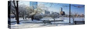 Benches in a Park, Charles River Park, Boston, Massachusetts, USA-null-Stretched Canvas