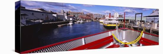 Benches on a Ferry, Peaks Island, Casco Bay, Portland, Maine, USA-null-Stretched Canvas