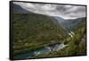 Bend In The Una River From Bosnia Side. River Spans Border Between Bosnia, Herzegovina & Croatia-Karine Aigner-Framed Stretched Canvas