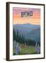 Bend, Oregon - Deer & Spring Flowers - Lantern Press Artwork-Lantern Press-Framed Art Print