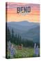 Bend, Oregon - Deer & Spring Flowers - Lantern Press Artwork-Lantern Press-Stretched Canvas