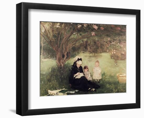 Beneath the Lilac at Maurecourt, 1874-Berthe Morisot-Framed Giclee Print