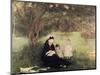 Beneath the Lilac at Maurecourt, 1874-Berthe Morisot-Mounted Giclee Print