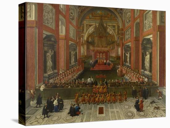 Benedict XIII Presiding over the Provincial Roman Synod of 1725, Basilica of St. John Lateran, 1725-Pier Leone Ghezzi-Stretched Canvas