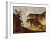 Bengal Village Scene, 1819-1821 (Oil on Canvas)-George Chinnery-Framed Giclee Print