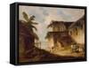 Bengal Village Scene, 1819-1821 (Oil on Canvas)-George Chinnery-Framed Stretched Canvas