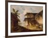 Bengal Village Scene, 1819-1821 (Oil on Canvas)-George Chinnery-Framed Giclee Print