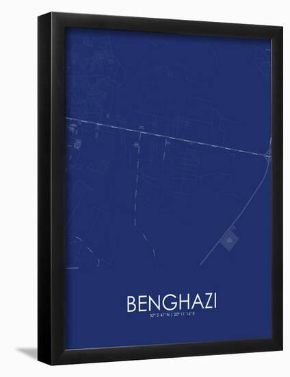 Benghazi, Libya Blue Map-null-Framed Poster