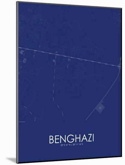 Benghazi, Libya Blue Map-null-Mounted Poster