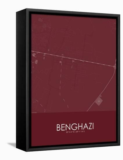 Benghazi, Libya Red Map-null-Framed Stretched Canvas