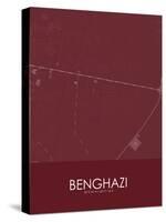 Benghazi, Libya Red Map-null-Stretched Canvas