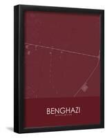 Benghazi, Libya Red Map-null-Framed Poster