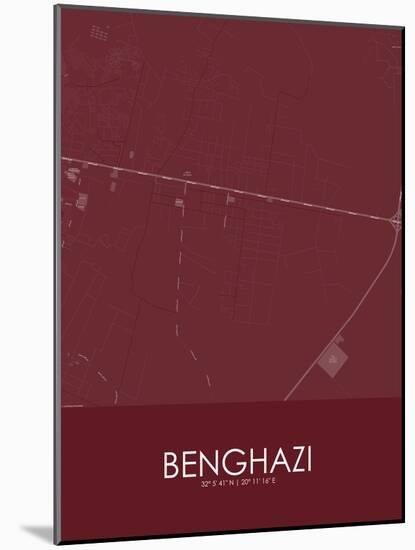 Benghazi, Libya Red Map-null-Mounted Poster