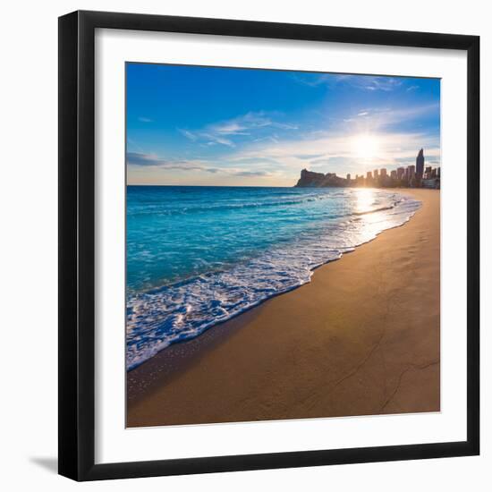 Benidorm Alicante Playa De Poniente Beach Sunset in Spain Valencian Community-holbox-Framed Premium Photographic Print