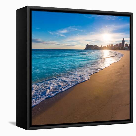 Benidorm Alicante Playa De Poniente Beach Sunset in Spain Valencian Community-holbox-Framed Stretched Canvas