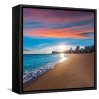 Benidorm Alicante Playa De Poniente Beach Sunset in Spain Valencian Community-holbox-Framed Stretched Canvas