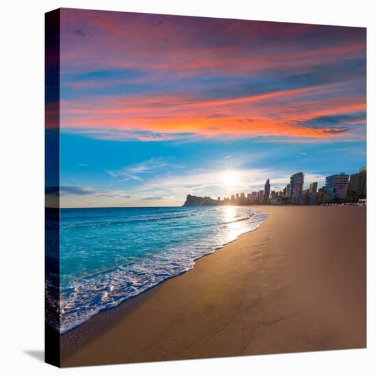 Benidorm Alicante Playa De Poniente Beach Sunset in Spain Valencian Community-holbox-Stretched Canvas