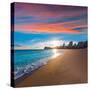 Benidorm Alicante Playa De Poniente Beach Sunset in Spain Valencian Community-holbox-Stretched Canvas