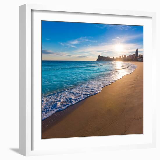 Benidorm Alicante Playa De Poniente Beach Sunset in Spain Valencian Community-holbox-Framed Photographic Print