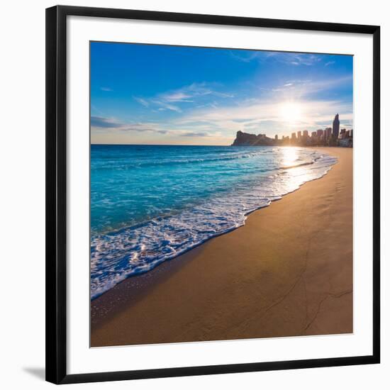 Benidorm Alicante Playa De Poniente Beach Sunset in Spain Valencian Community-holbox-Framed Photographic Print