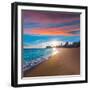 Benidorm Alicante Playa De Poniente Beach Sunset in Spain Valencian Community-holbox-Framed Photographic Print