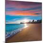 Benidorm Alicante Playa De Poniente Beach Sunset in Spain Valencian Community-holbox-Mounted Photographic Print