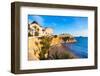 Benidorm Alicante Playa Del Mal Pas Beach at Sunset in Spain with Palm Trees-holbox-Framed Photographic Print