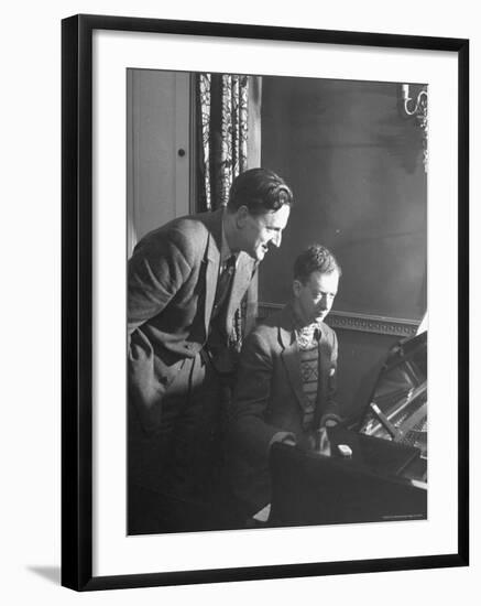 Benjamin Britten Rehearsing with Peter Pears-George Rodger-Framed Premium Photographic Print