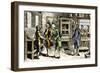 Benjamin Franklin (1706-1790), a Young Man in a Printing Shop in Philadelphia, Where the Governor O-null-Framed Giclee Print