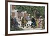 Benjamin Franklin (1706-1790), Alexander Hamilton (1755-1804) and Others Discussing the Conception-null-Framed Giclee Print