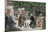 Benjamin Franklin (1706-1790), Alexander Hamilton (1755-1804) and Others Discussing the Conception-null-Mounted Giclee Print