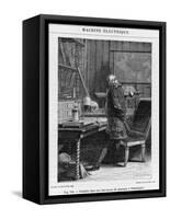 Benjamin Franklin American Statesman Scientist and Philosopher in His Physics Lab at Philadelphia-Yan D'argent-Framed Stretched Canvas