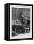 Benjamin Franklin American Statesman Scientist and Philosopher in His Physics Lab at Philadelphia-Yan D'argent-Framed Stretched Canvas