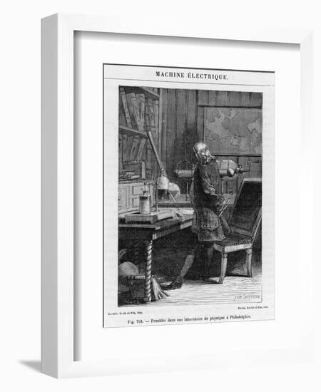 Benjamin Franklin American Statesman Scientist and Philosopher in His Physics Lab at Philadelphia-Yan D'argent-Framed Photographic Print