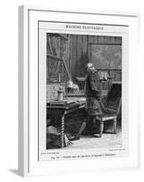 Benjamin Franklin American Statesman Scientist and Philosopher in His Physics Lab at Philadelphia-Yan D'argent-Framed Photographic Print