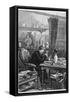 Benjamin Franklin American Statesman Scientist and Philosopher Working in His Study-null-Framed Stretched Canvas