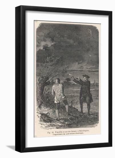 Benjamin Franklin and His Kite-Emile Bayard-Framed Art Print