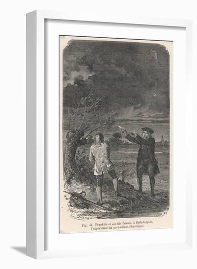 Benjamin Franklin and His Kite-Emile Bayard-Framed Art Print