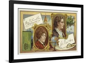 Benjamin Franklin and Isaac Newton-null-Framed Giclee Print