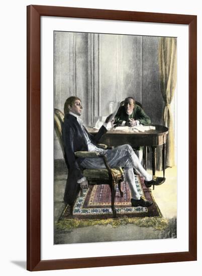 Benjamin Franklin and Richard Oswald in Paris Discussing the Peace Treaty-null-Framed Giclee Print