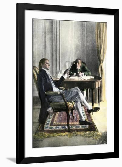 Benjamin Franklin and Richard Oswald in Paris Discussing the Peace Treaty-null-Framed Giclee Print